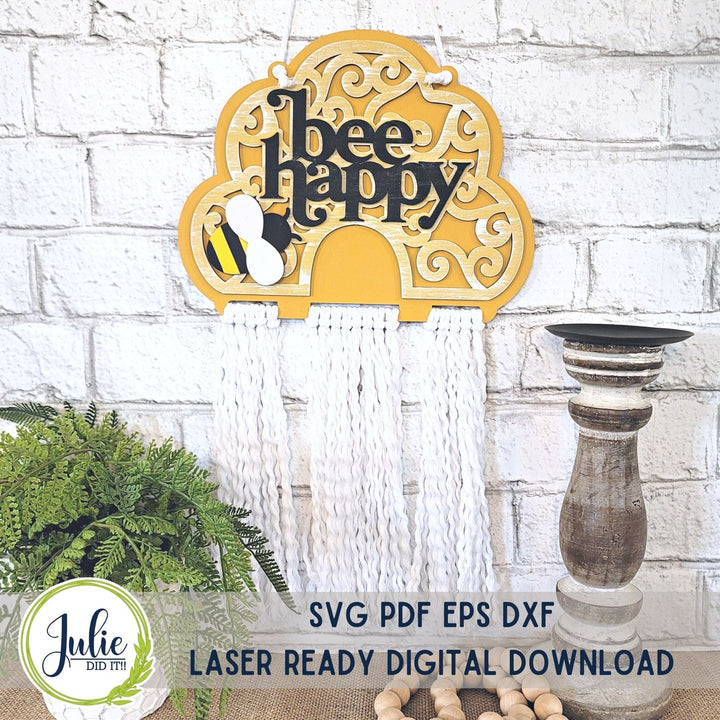 Julie Did It Studios Macrame Beehive - Bee Happy (kid friendly)