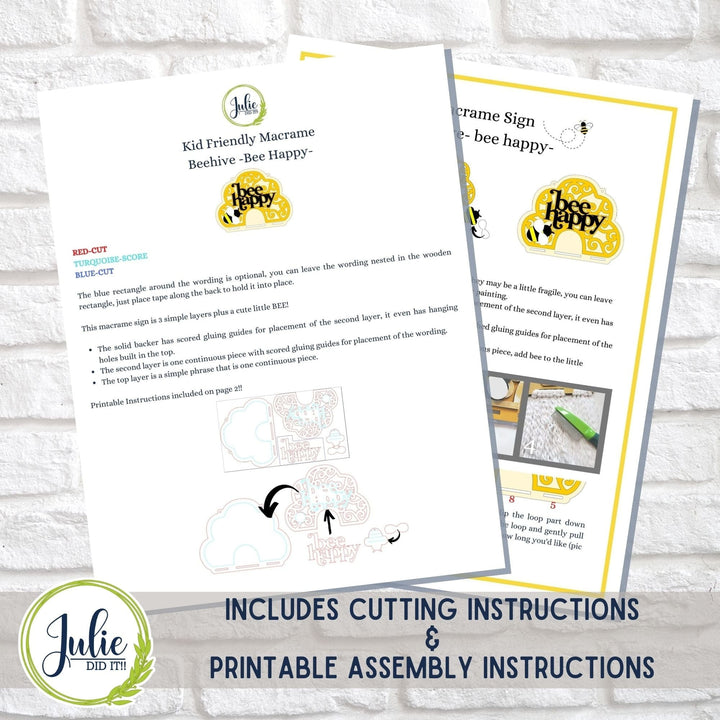 Julie Did It Studios Macrame Beehive - Bee Happy (kid friendly)