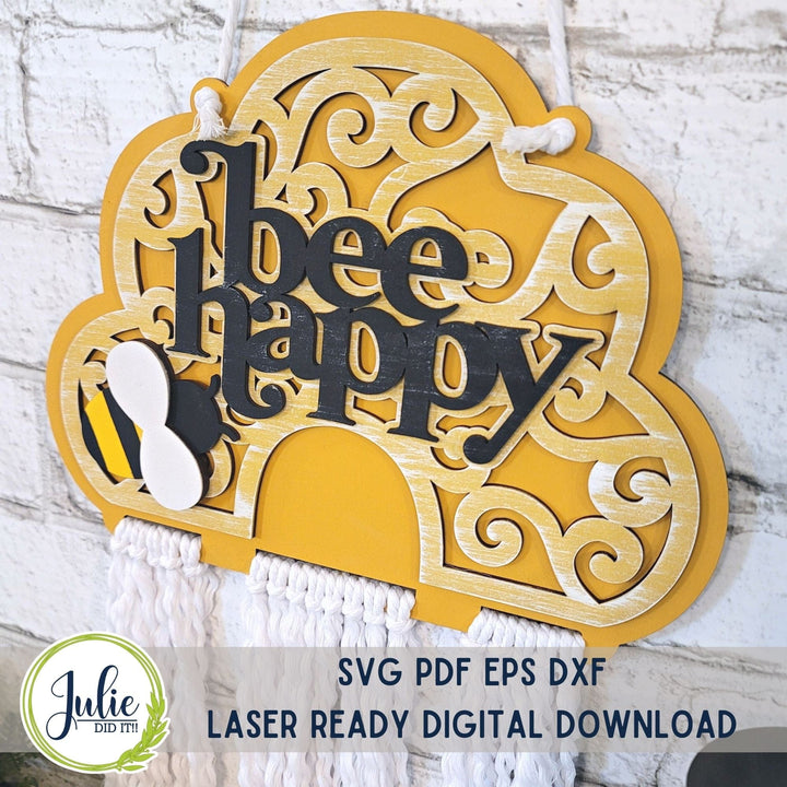 Julie Did It Studios Macrame Beehive - Bee Happy (kid friendly)