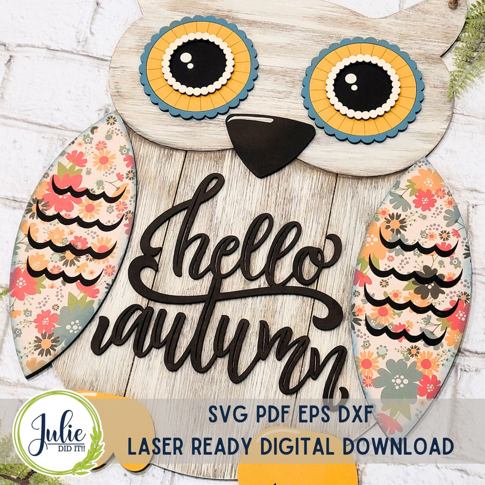 Julie Did It Studios Owl "Happy Autumn" Door Hanger - June 2024 Design Studio