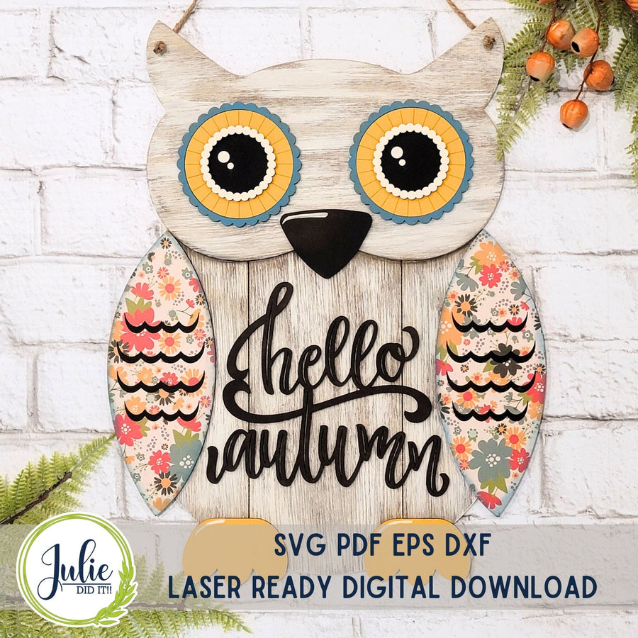 Julie Did It Studios Owl "Happy Autumn" Door Hanger - June 2024 Design Studio