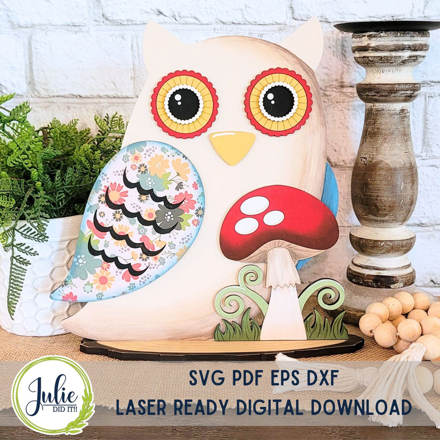 Julie Did It Studios Owl with a Mushroom Shelf Sitter - June 2024 Design Studio