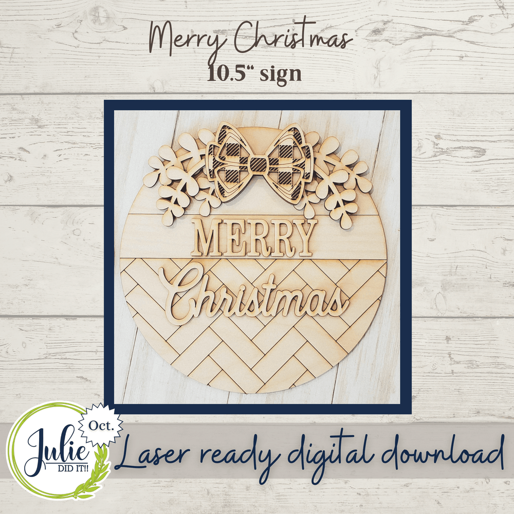 Julie Did It Studios 10.5" Merry Christmas Herringbone Round Sign