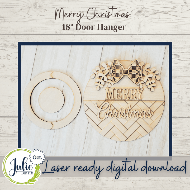 Julie Did It Studios 18" Merry Christmas Herringbone Round Sign