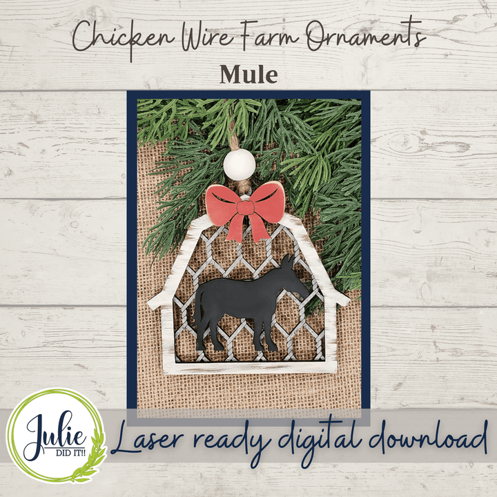 Julie Did It Studios Chicken Wire Farm Ornaments