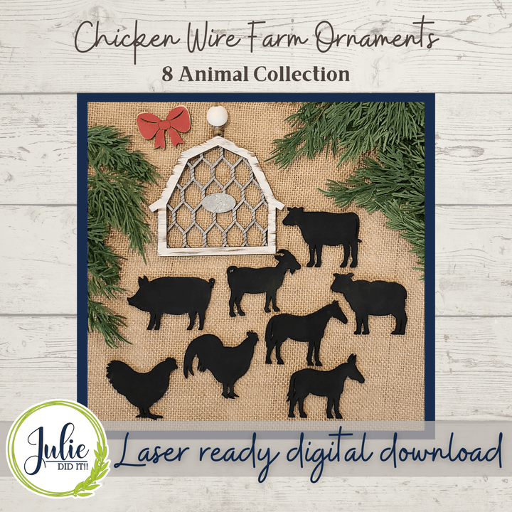 Julie Did It Studios Chicken Wire Farm Ornaments