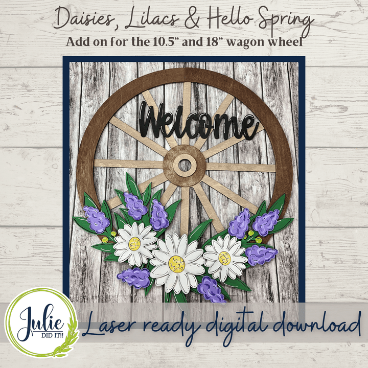 Julie Did It Studios Daisy Floral Overlay for the Interchangeable Wagon Wheel