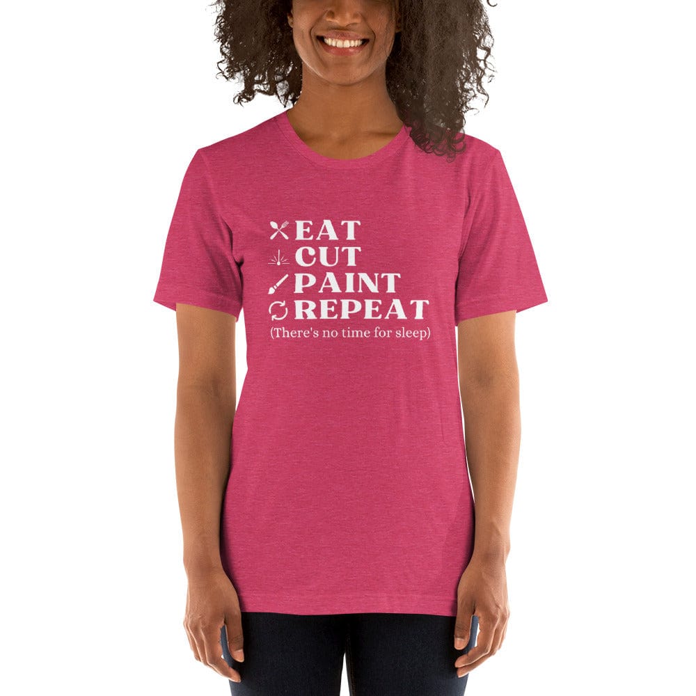 Julie Did It Studios Heather Raspberry / S Eat, Cut, Paint, Repeat Unisex T-shirt