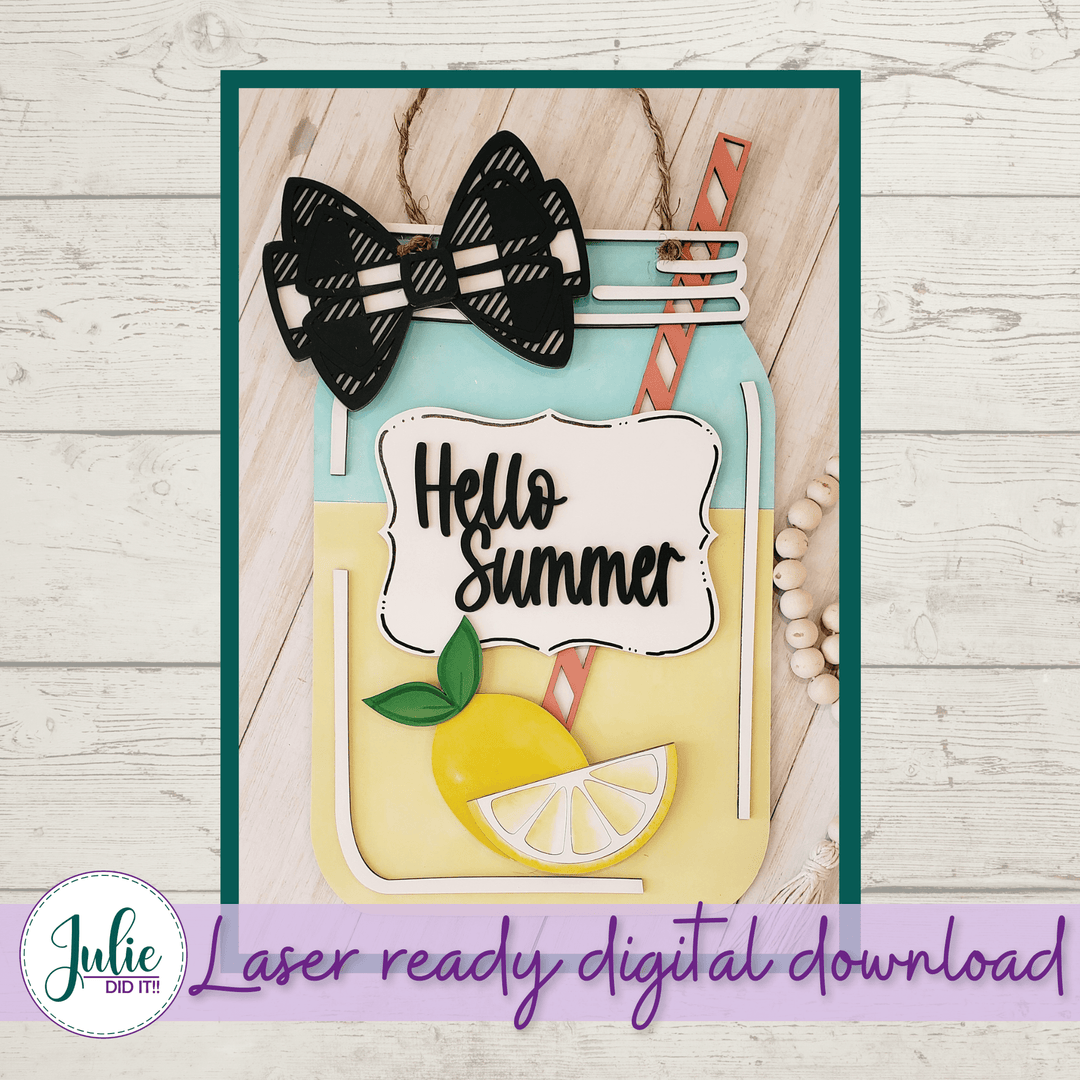 Julie Did It Studios Hello Summer Lemonade Mason Jar - May 2021 SVG Subscription