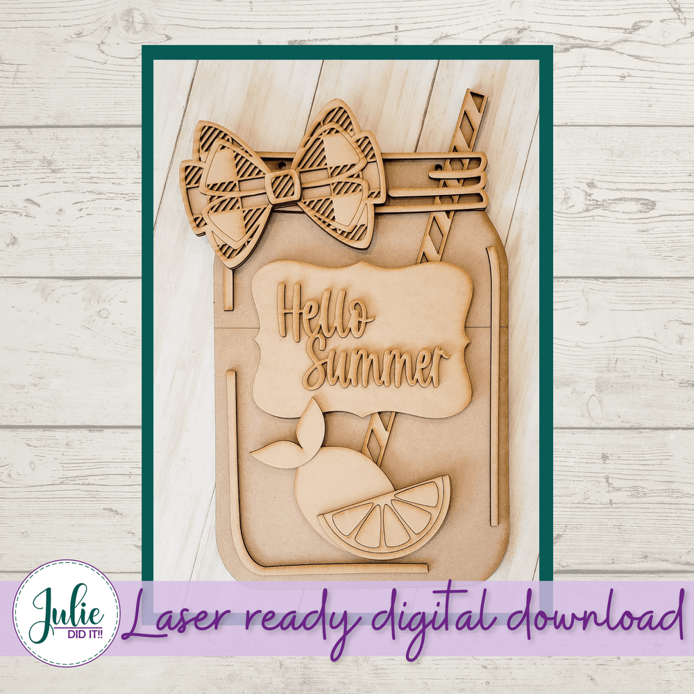 Julie Did It Studios Hello Summer Lemonade Mason Jar - May 2021 SVG Subscription