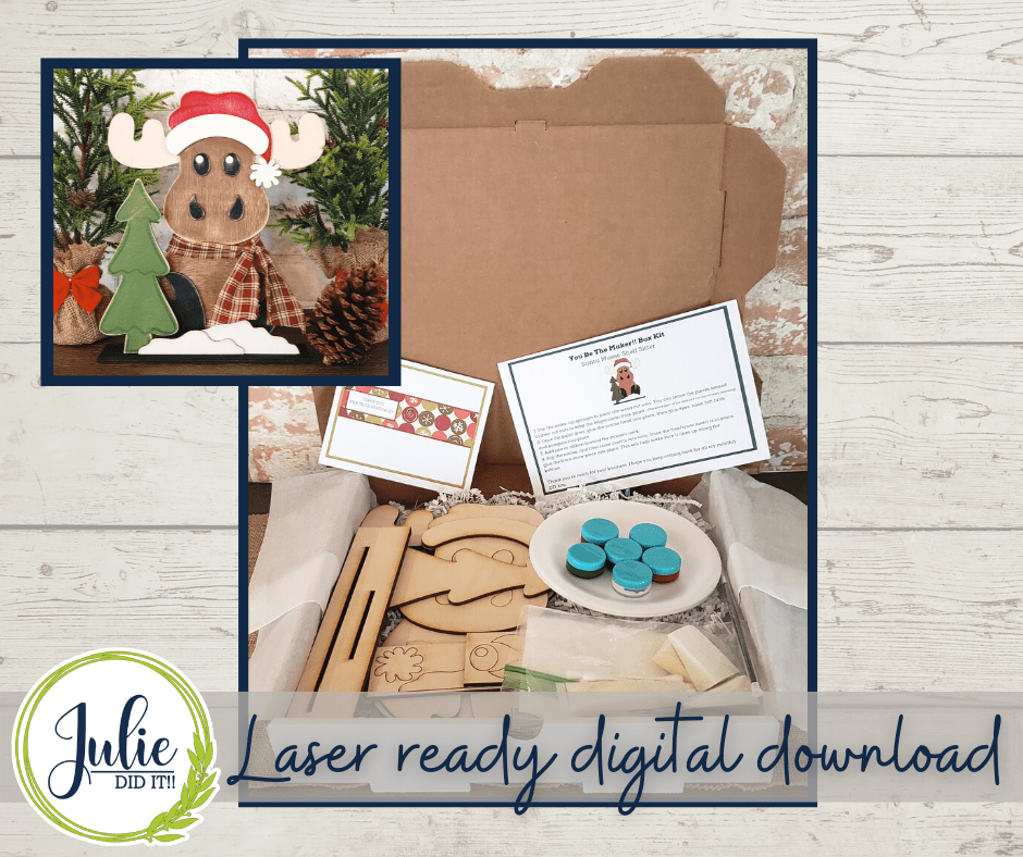 Julie Did It Studios June 2022 - Santa Moose Shelf Sitter - Exclusive DIY Kit