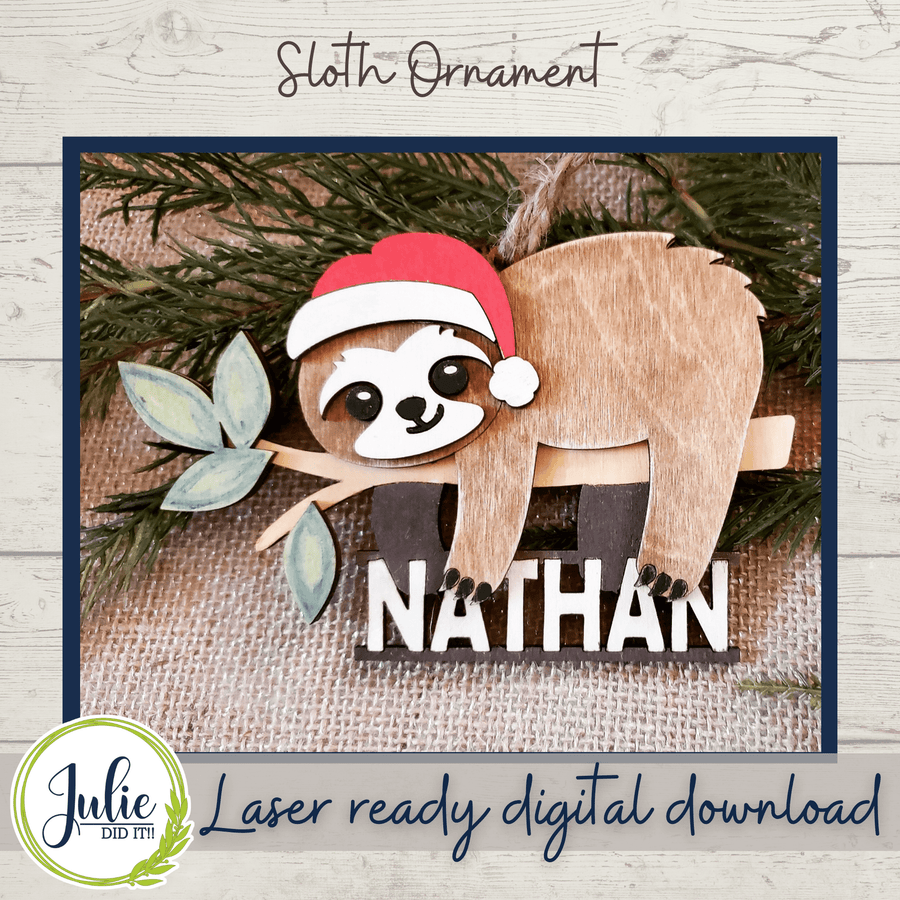 Julie Did It Studios ornaments Personalized Sloth Ornament