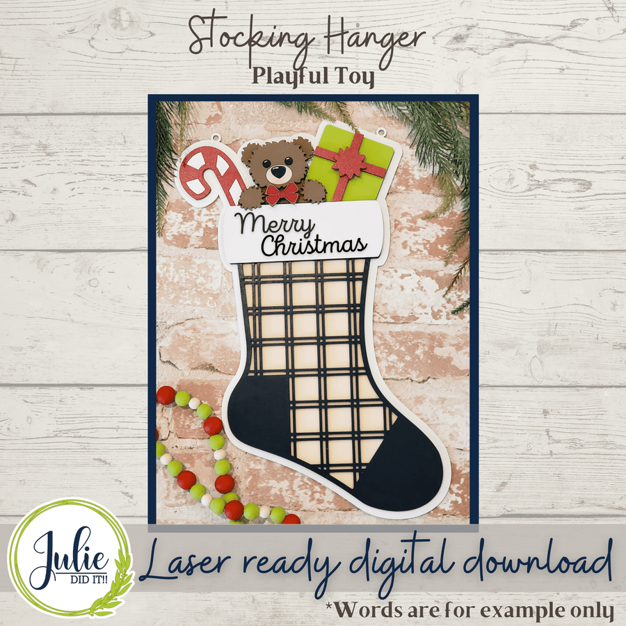 Julie Did It Studios Playful Toy Stocking Door Hanger - August 2021 SVG Subscription