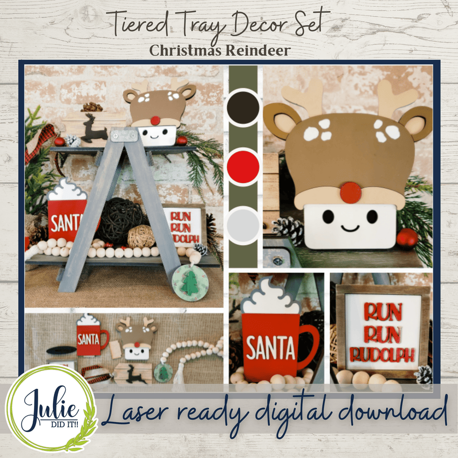 Julie Did It Studios Reindeer Tiered Tray - August 2021 SVG Subscription