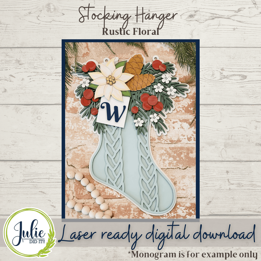 Julie Did It Studios Rustic Floral Stocking Door Hanger