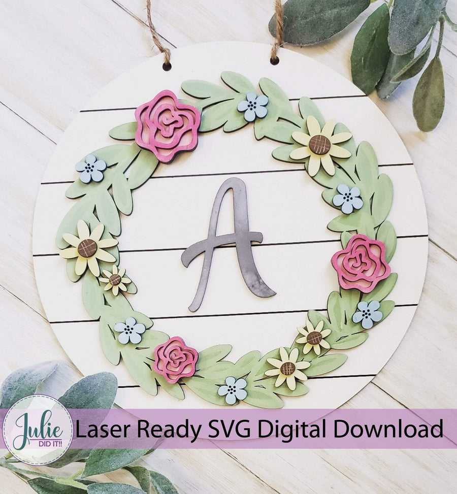 Julie Did It Studios Shiplap Shelf Sitter Floral Springtime Wreath