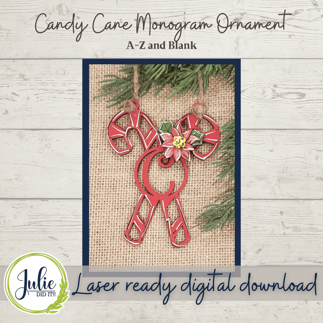 Julie Did It Studios Sign Monogram Candy Cane Ornaments