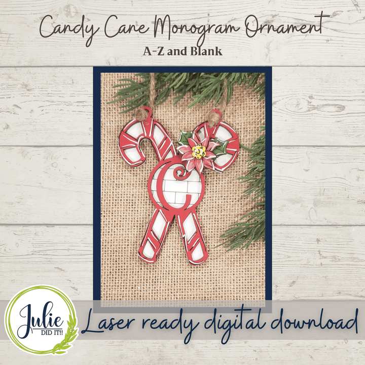 Julie Did It Studios Sign Monogram Candy Cane Ornaments