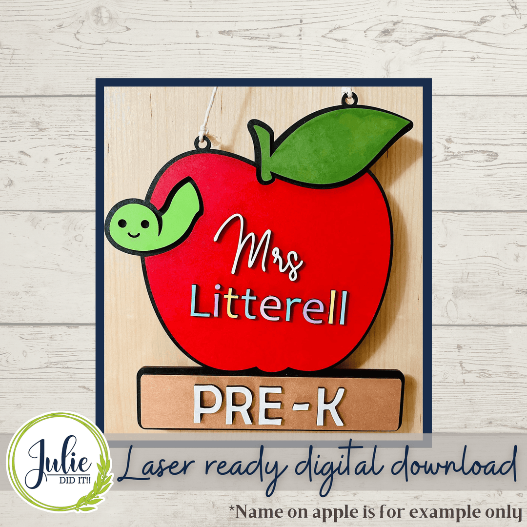 Julie Did It Studios Teacher Apple Door Hanger