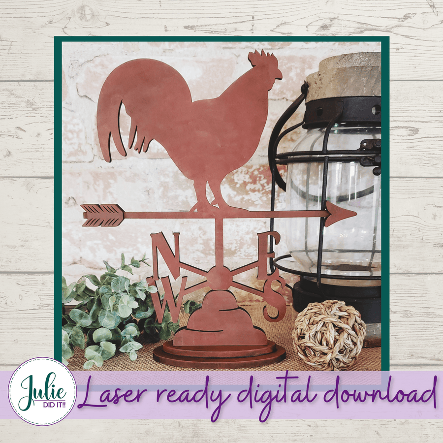 Julie Did It Studios Weather Vane Rooster Shelf Sitter - May 2021 SVG Subscription