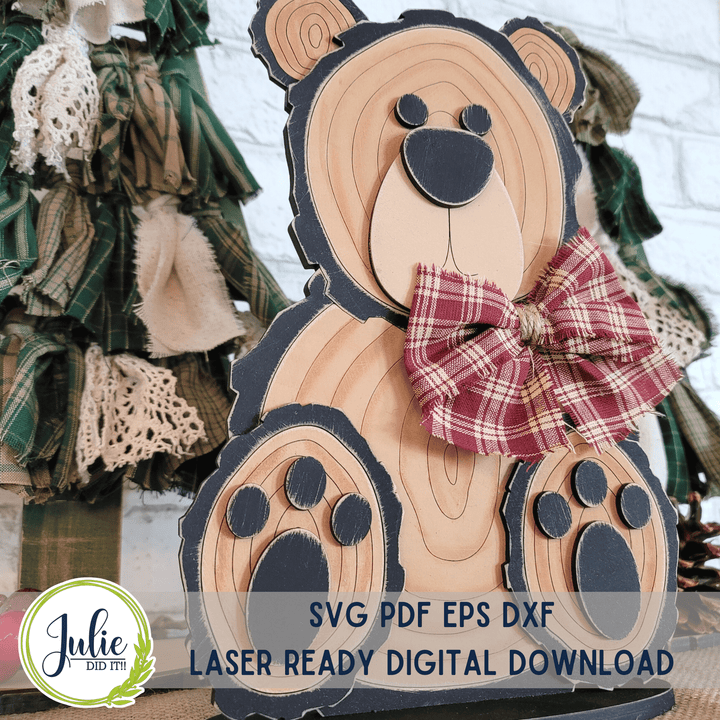 Julie Did It Studios Wood Slice Bear Shelf Sitter