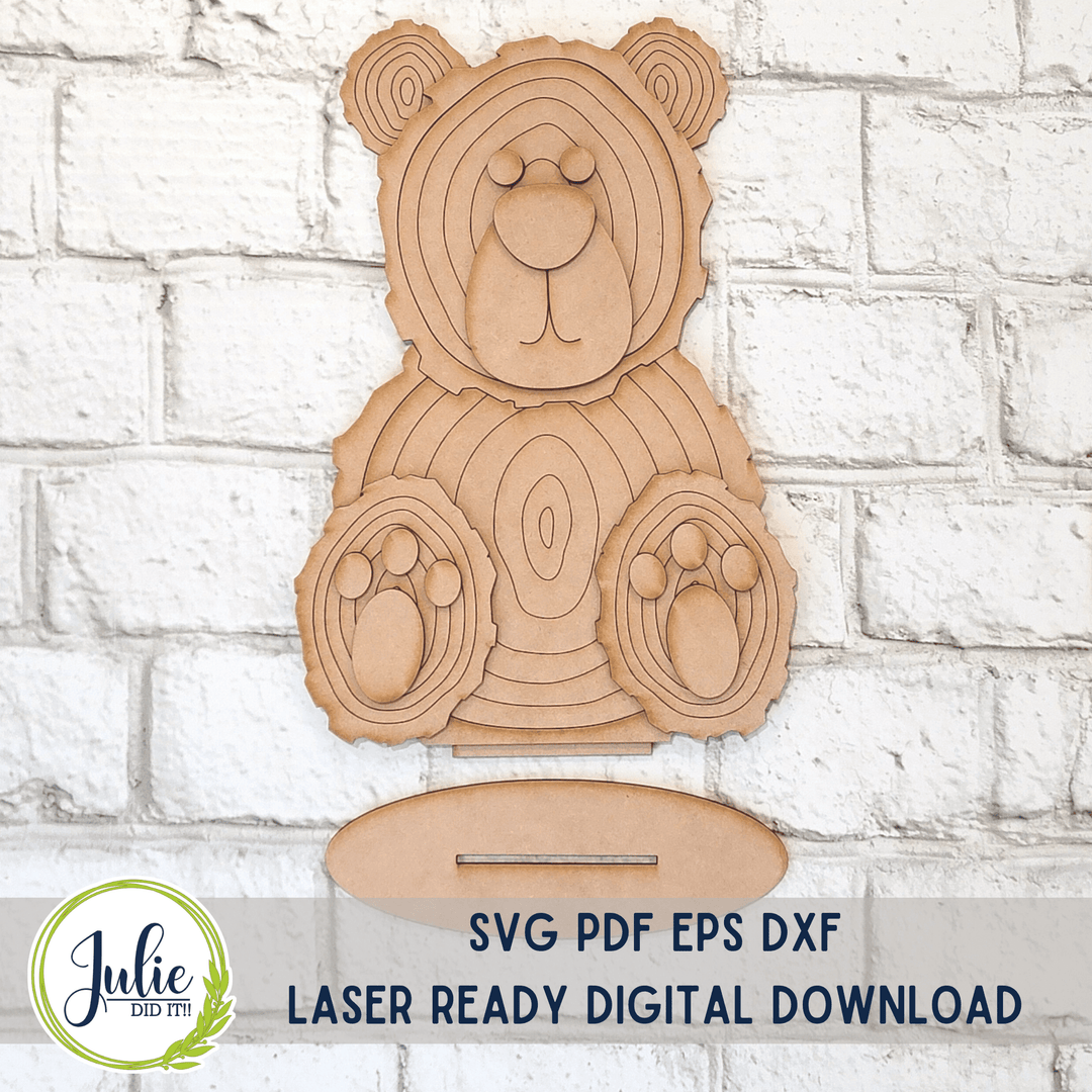 Julie Did It Studios Wood Slice Bear Shelf Sitter